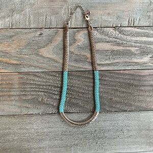 Gold and Turquoise Chain Necklace